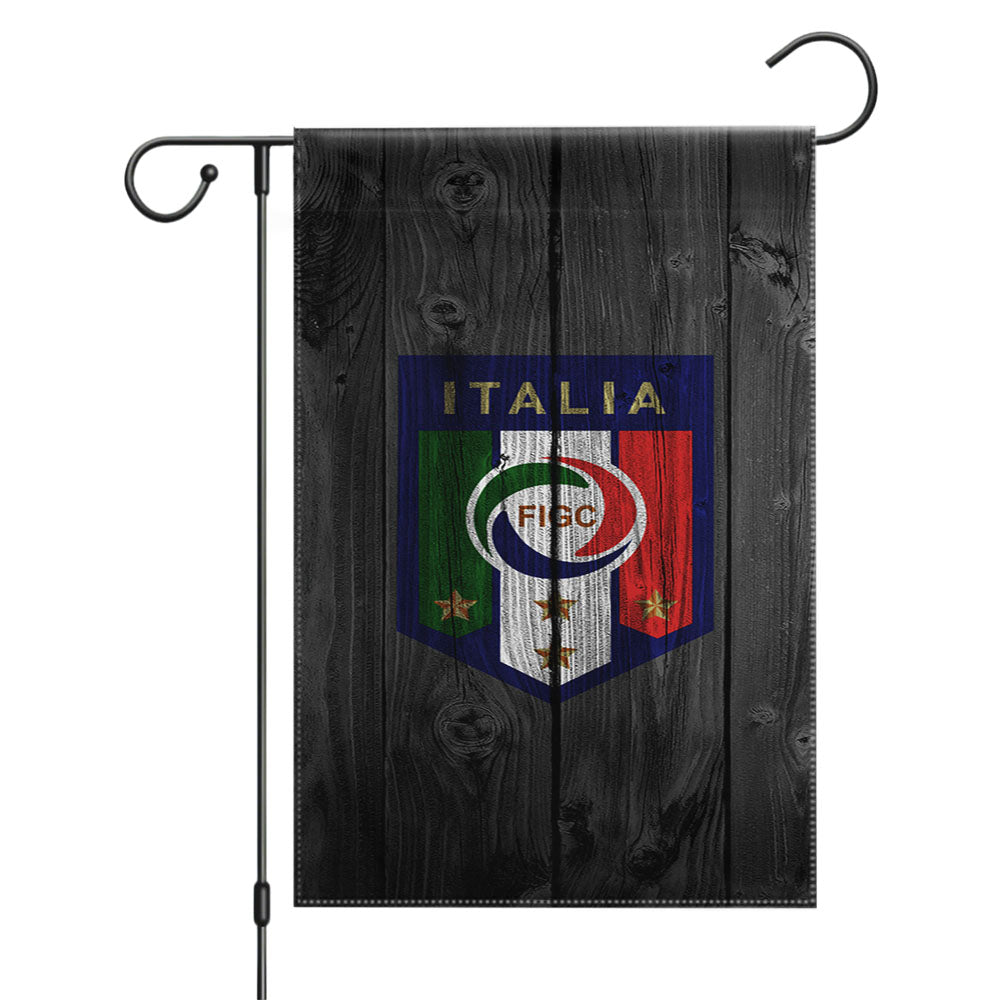 Italia Figc National Team Logo Dark Wood Wallpaper Garden Flags Yard Outdoor Lawn 12 X 18