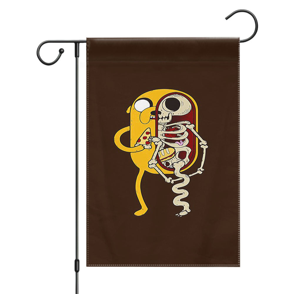 Jake Skeleton Loves Pizza Garden Flags Yard Outdoor Lawn 12 X 18