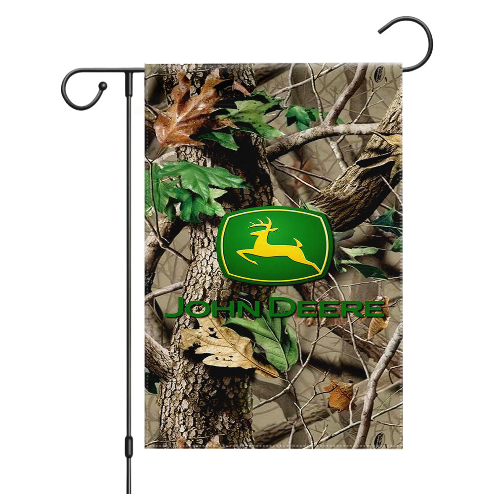 John Deere Green Carbon Fiber Logo Garden Flags Yard Outdoor Lawn 12 X 18