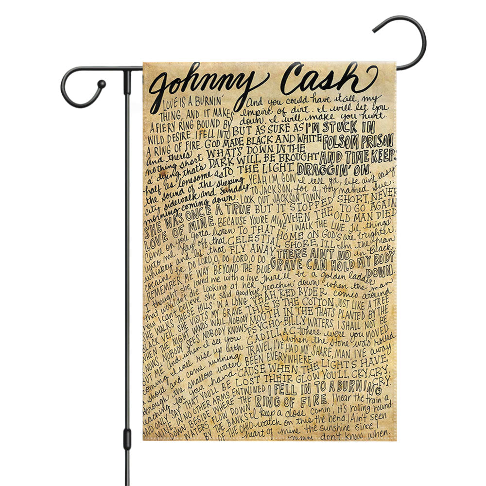 Johnny Cash Lyrics Quotes Dictionary Wallpaper Garden Flags Yard Outdoor Lawn 12 X 18