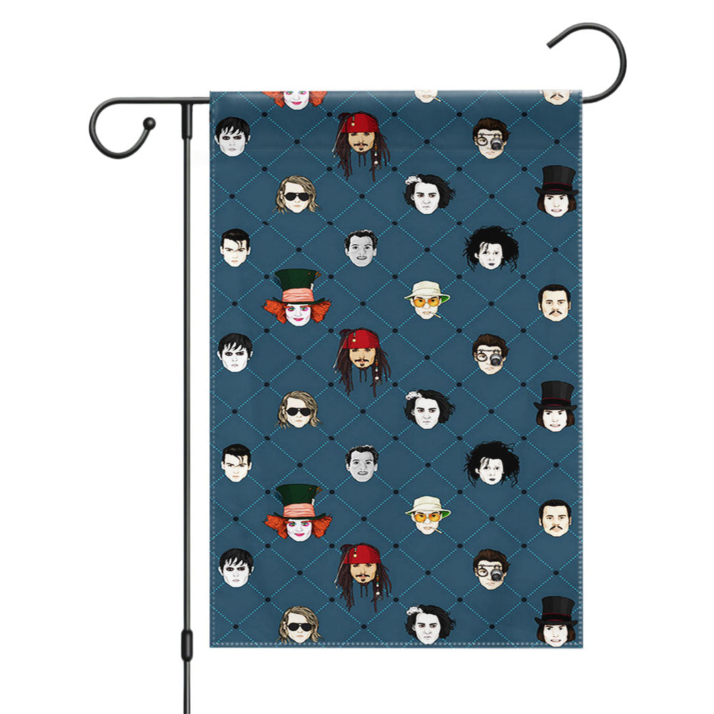 Johnny Depp All Movie Characters Pattern Garden Flags Yard Outdoor Lawn 12 X 18