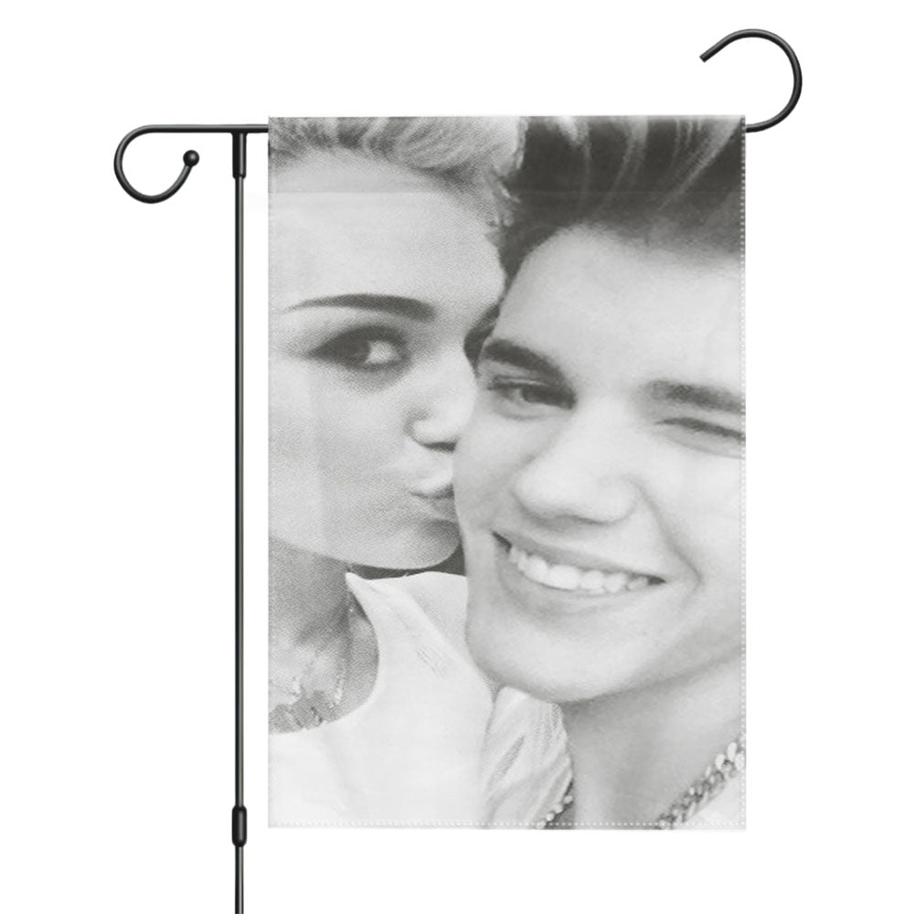 Justin Bieber And Miley Cyrus Garden Flags Yard Outdoor Lawn 12 X 18