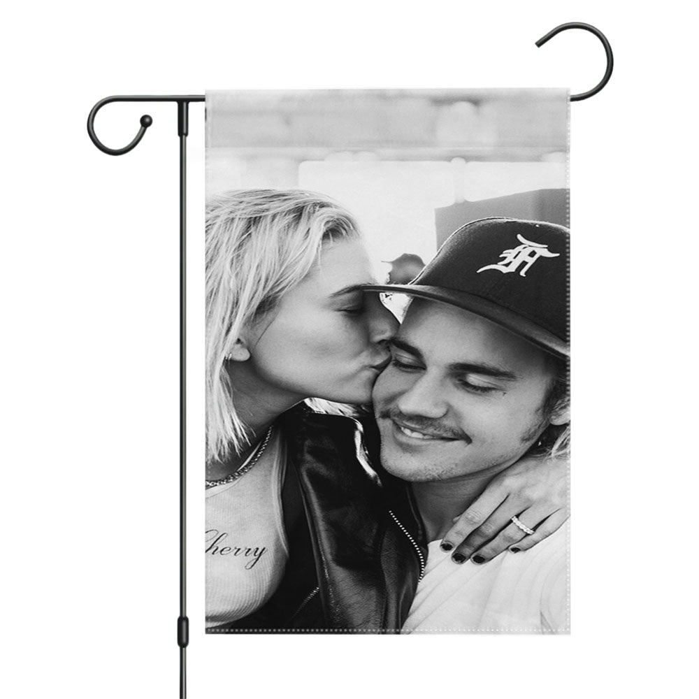 Justin Bieber Hailey Baldwin Kiss Garden Flags Yard Outdoor Lawn 12 X 18