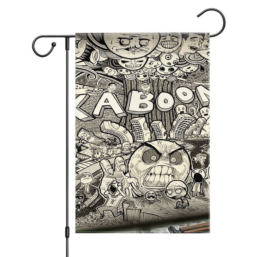 Kaboom Graffiti Monster Doodle Garden Flags Yard Outdoor Lawn 12 X 18