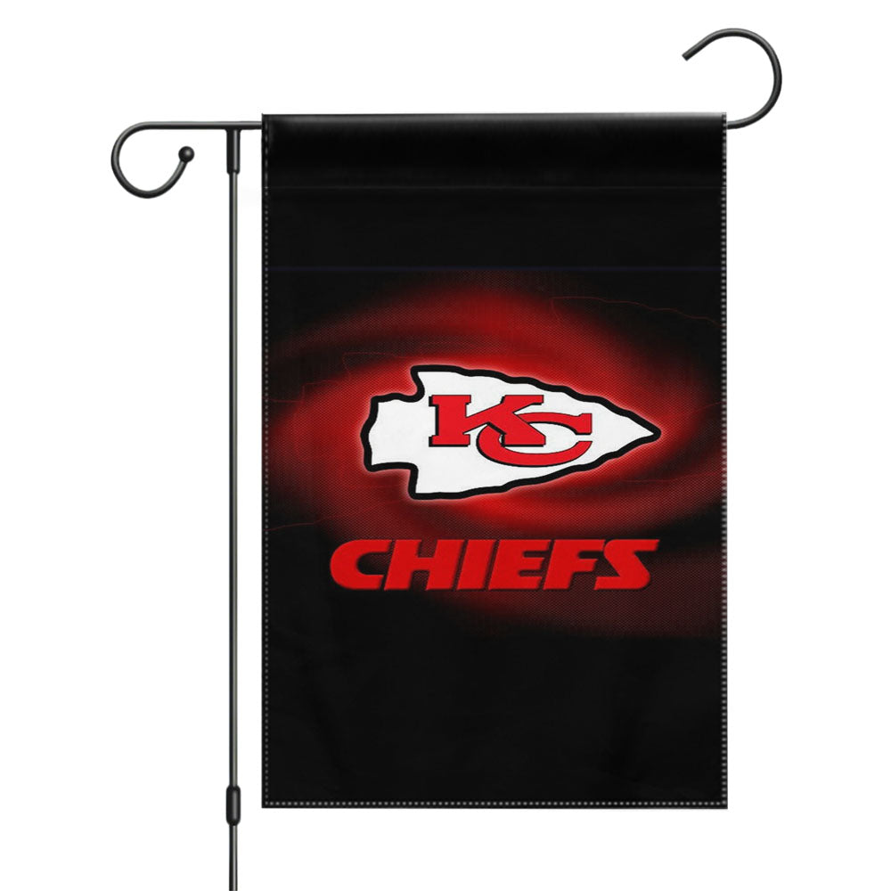 Kansas City Chiefs Nfl Logo Dark Wood Wallpaper Garden Flags Yard Outdoor Lawn 12 X 18