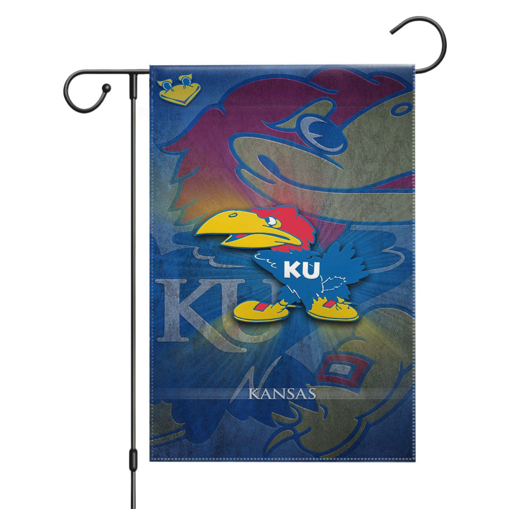 Kansas Jayhawk Logo Wallpaper Garden Flags Yard Outdoor Lawn 12 X 18