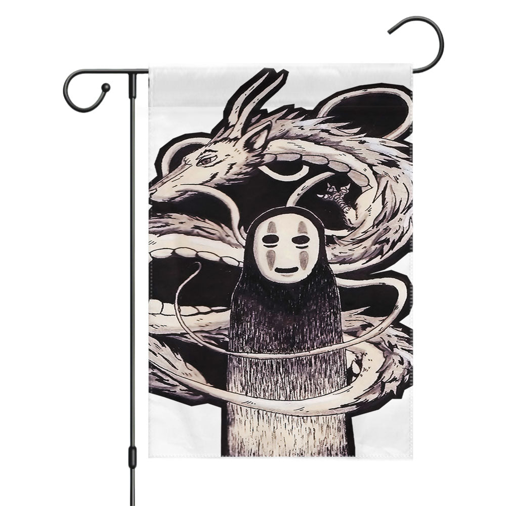 Kaonashi And The Dragon Garden Flags Yard Outdoor Lawn 12 X 18