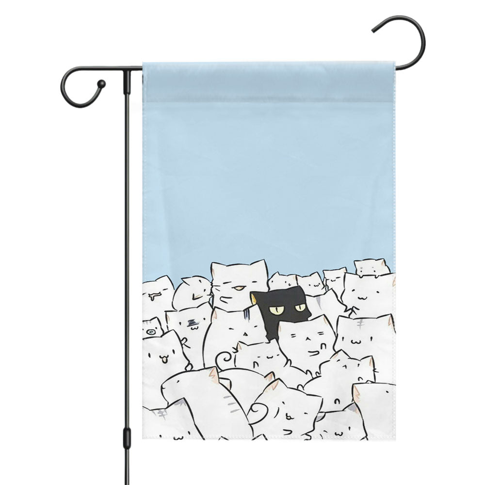 Kawaii Lovely White Cats Garden Flags Yard Outdoor Lawn 12 X 18