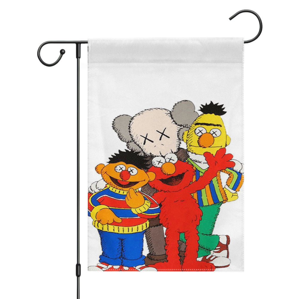 Kaws And Sesame Street Garden Flags Yard Outdoor Lawn 12 X 18