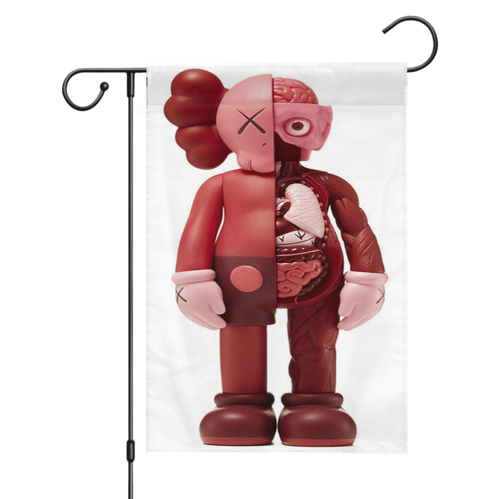 Kaws Companion Open Edition Vinyl Black Garden Flags Yard Outdoor Lawn 12 X 18