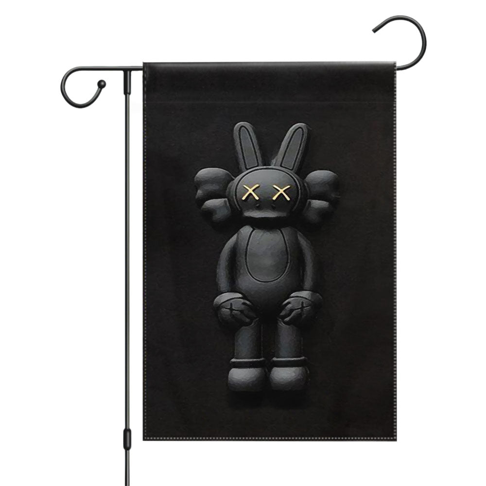 Kaws X Pink Rabbit Garden Flags Yard Outdoor Lawn 12 X 18