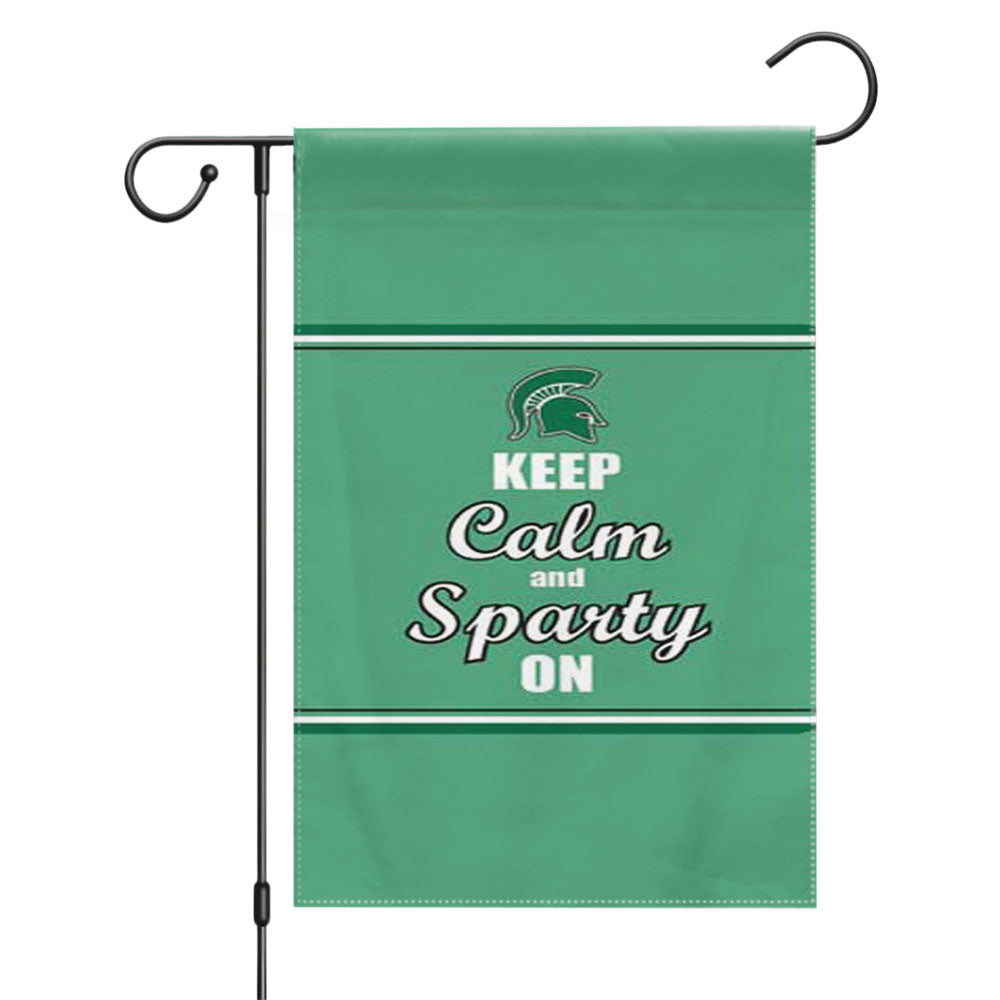 Keep Calm Sparty On Garden Flags Yard Outdoor Lawn 12 X 18