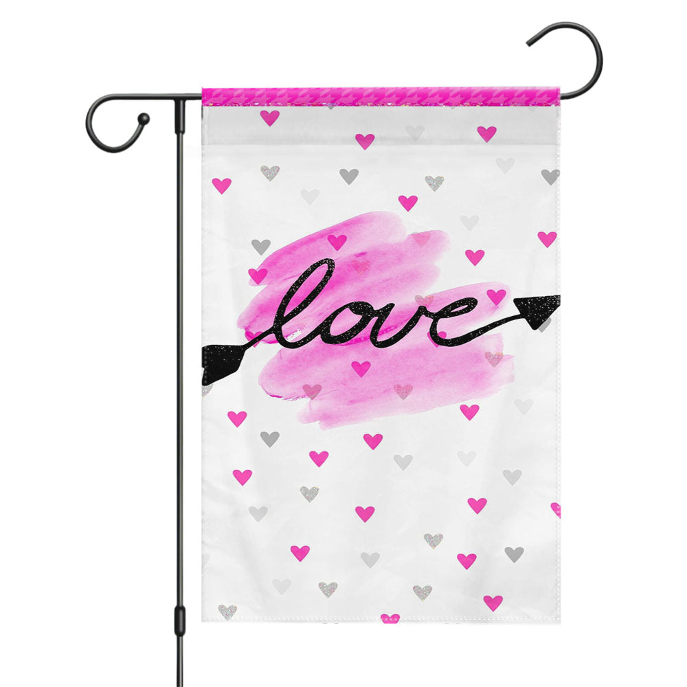 Kitty Pink Valentine Pattern Love Garden Flags Yard Outdoor Lawn 12 X 18
