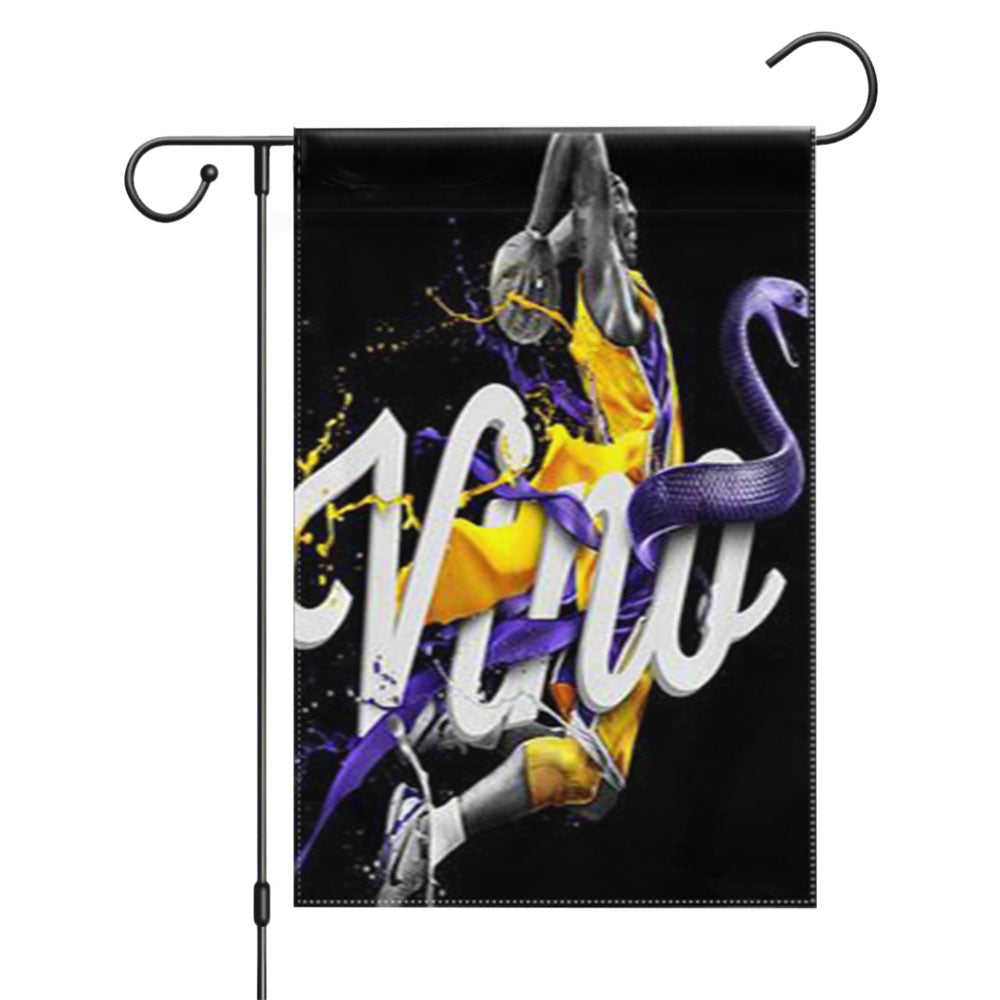 Kobe Bryant Herovillain Collage Garden Flags Yard Outdoor Lawn 12 X 18
