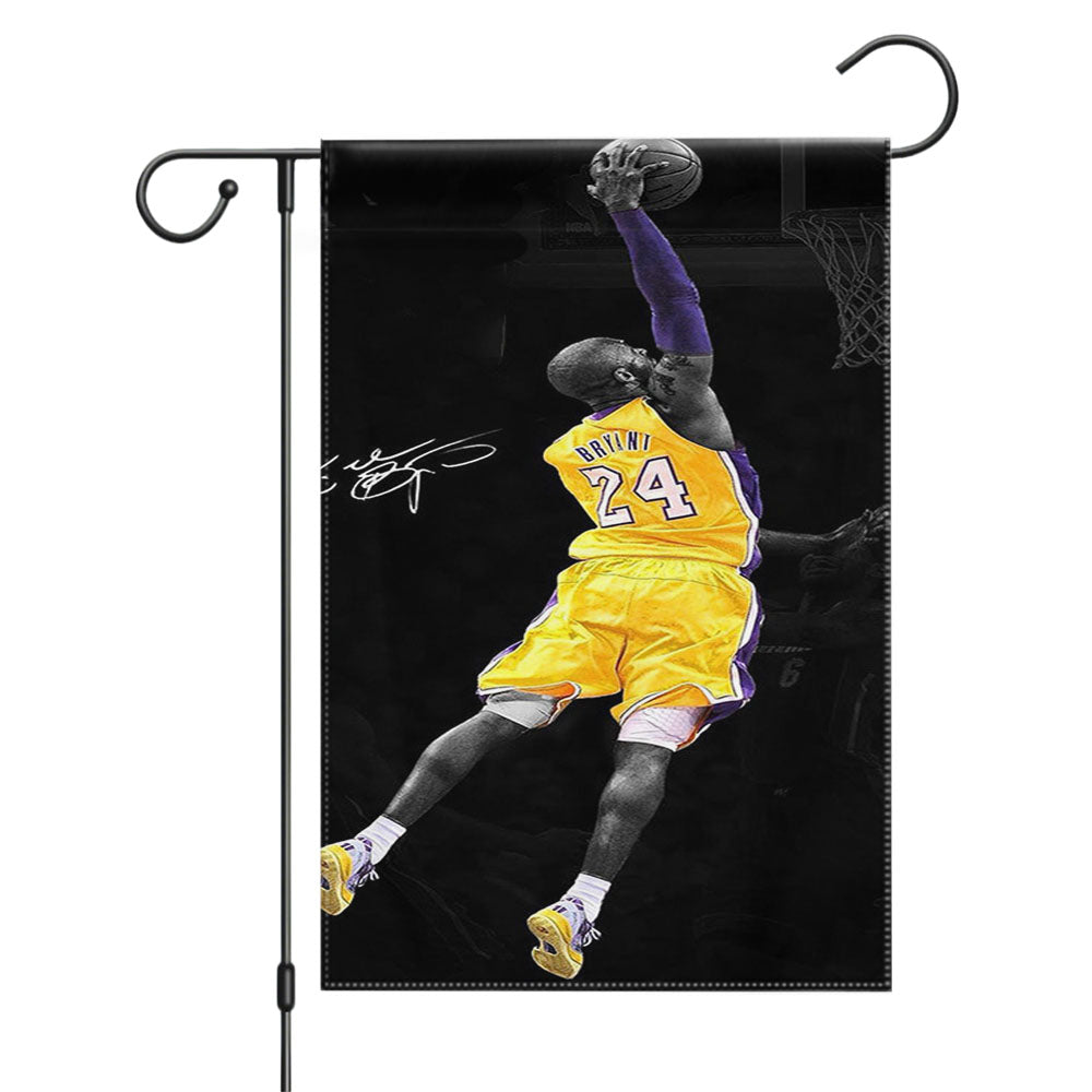Kobe Bryant Slam Dunk Garden Flags Yard Outdoor Lawn 12 X 18