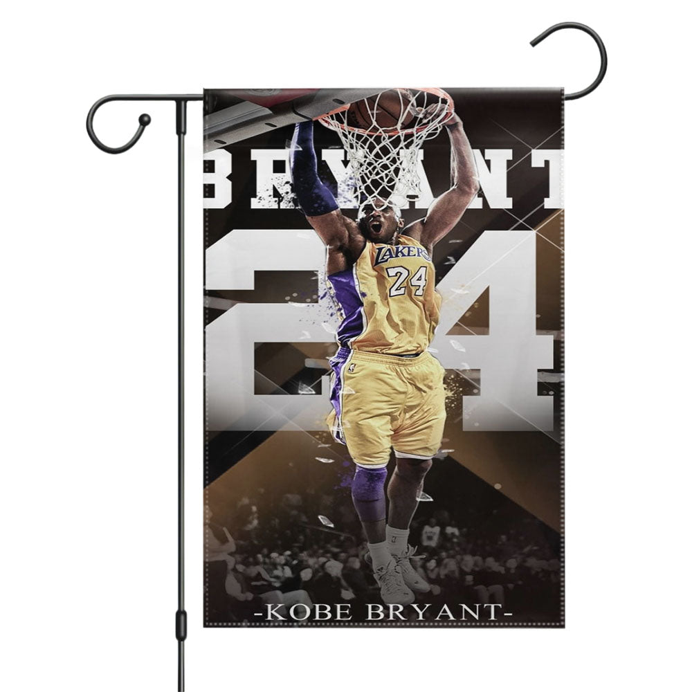 Lakers Hero Kobe Btyant Nba Legend Garden Flags Yard Outdoor Lawn 12 X 18