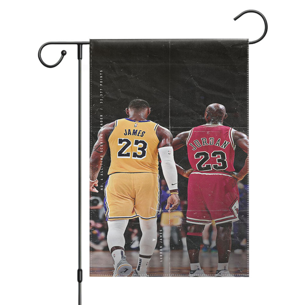 Lebron James And Jordan Nba Garden Flags Yard Outdoor Lawn 12 X 18