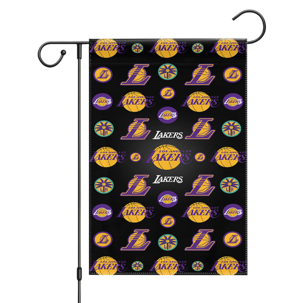 Los Angeles Lakers Logo Pattern Garden Flags Yard Outdoor Lawn 12 X 18