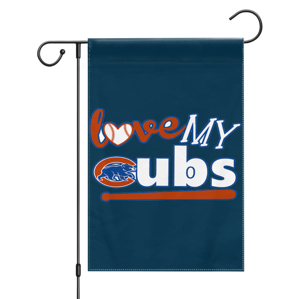 Love My Chicago Cubs Garden Flags Yard Outdoor Lawn 12 X 18