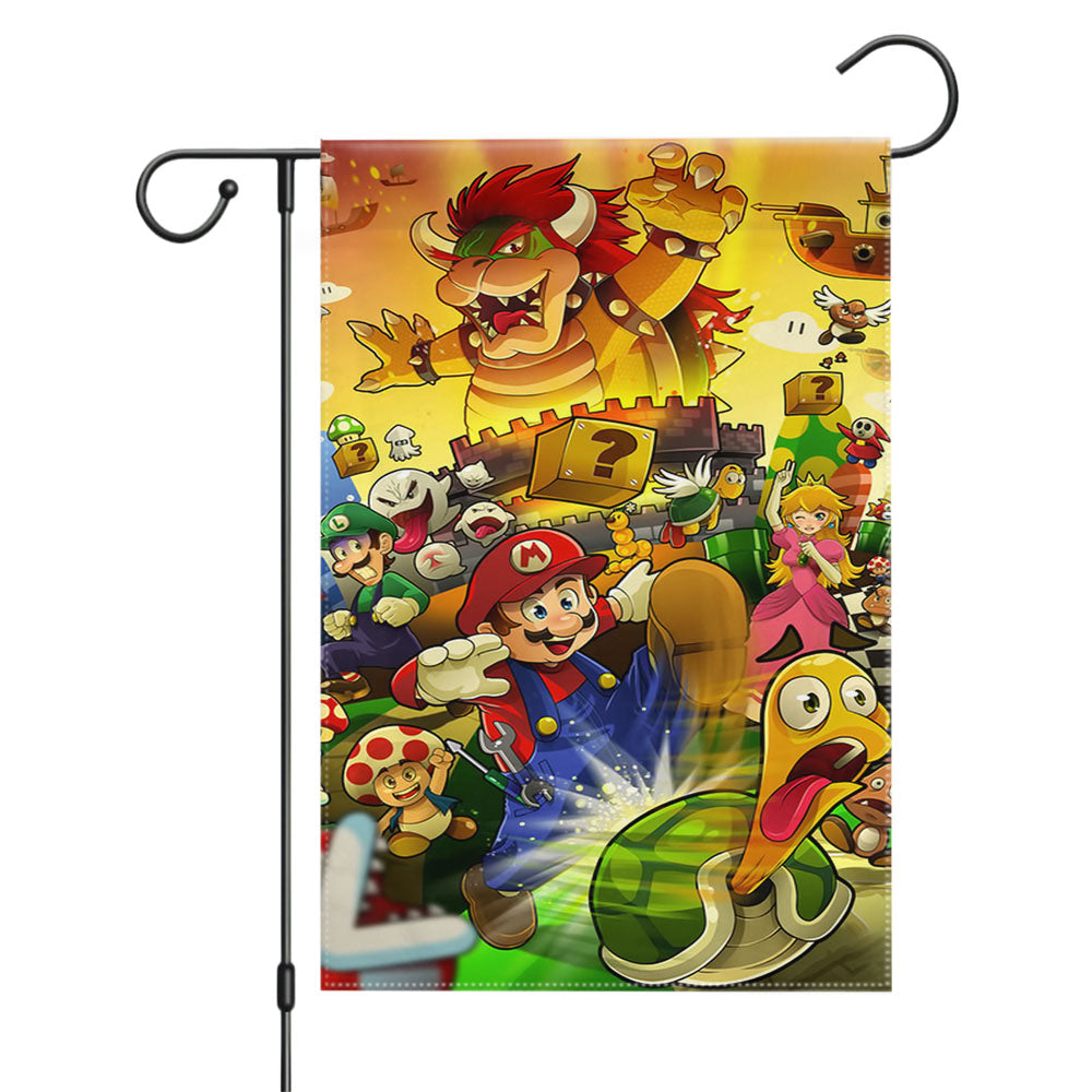 Mario Bros  Garden Flags Yard Outdoor Lawn 12 X 18