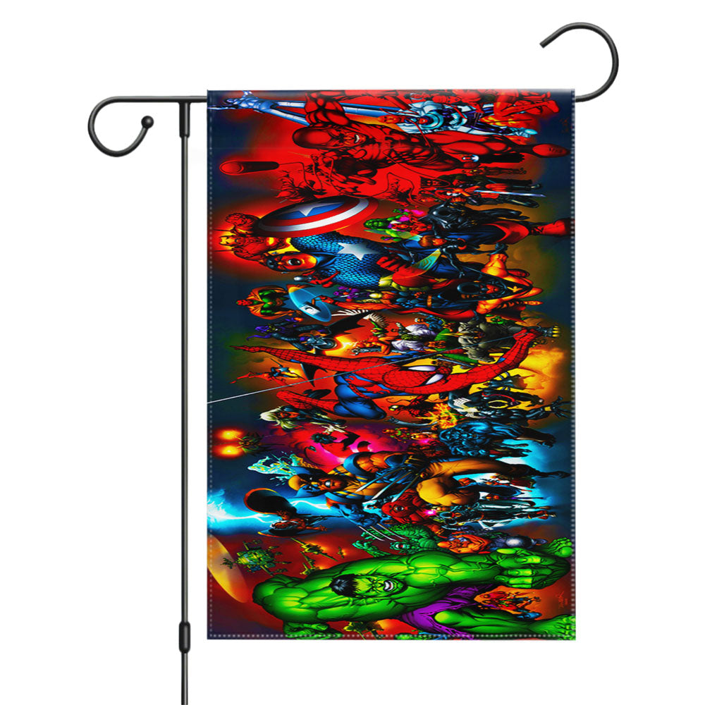 Marvel Heroes Collage Garden Flags Yard Outdoor Lawn 12 X 18