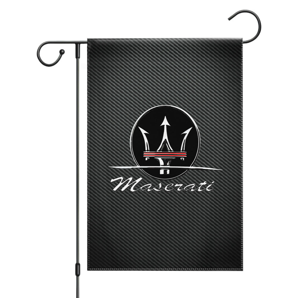 Maserati Logo Carbon Fiber Garden Flags Yard Outdoor Lawn 12 X 18