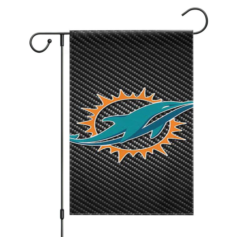 Miami Dolphins Emblem Garden Flags Yard Outdoor Lawn 12 X 18