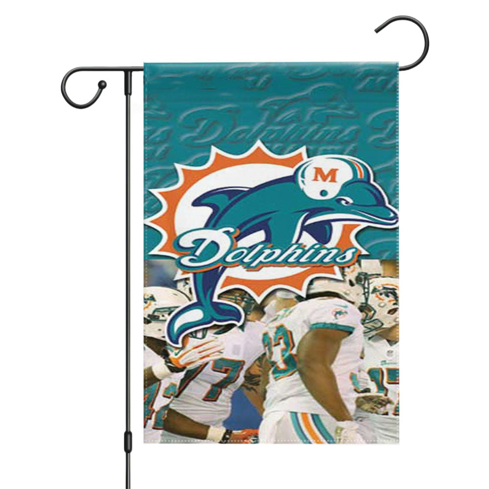 Miami Dolphins Logo Garden Flags Yard Outdoor Lawn 12 X 18