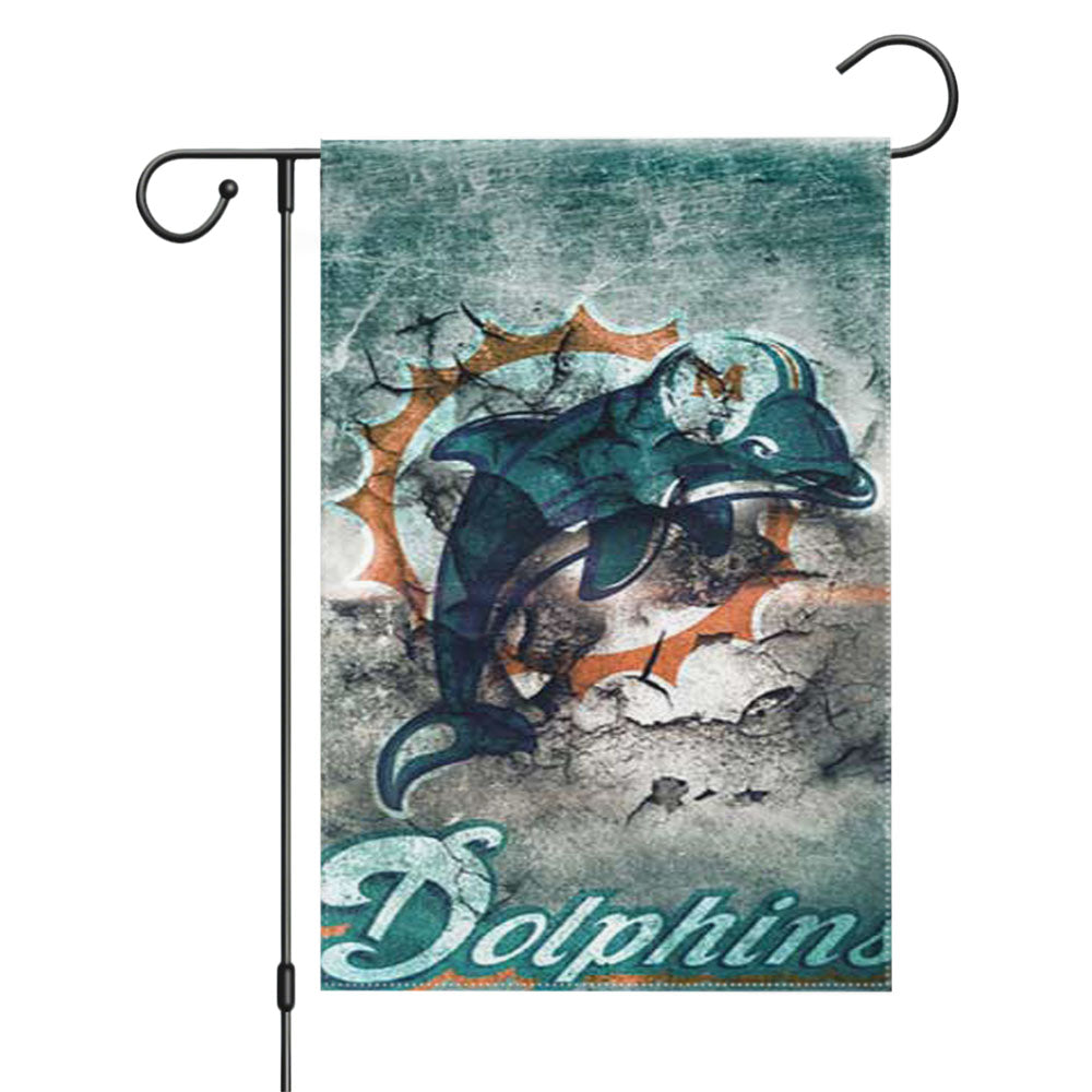 Miami Dolphins Rough Orange Garden Flags Yard Outdoor Lawn 12 X 18