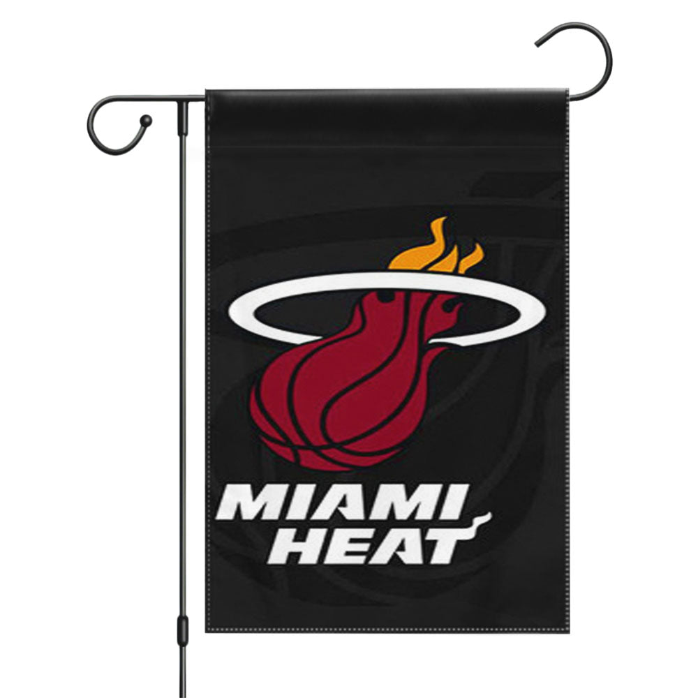 Miami Heat Metal Glossy Logo Garden Flags Yard Outdoor Lawn 12 X 18