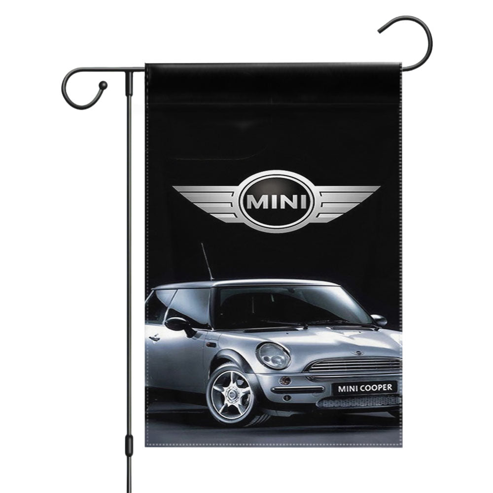 Mini Cooper Car Logo Garden Flags Yard Outdoor Lawn 12 X 18