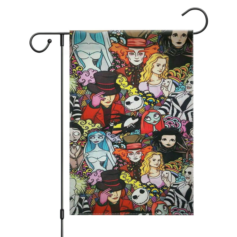 Movie Halloween Collages Characters Garden Flags Yard Outdoor Lawn 12 X 18