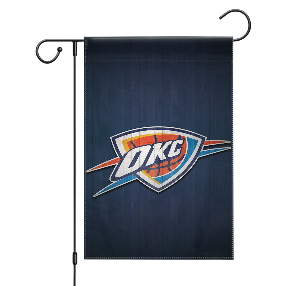 Oklahoma City Thunder Hardwood Garden Flags Yard Outdoor Lawn 12 X 18