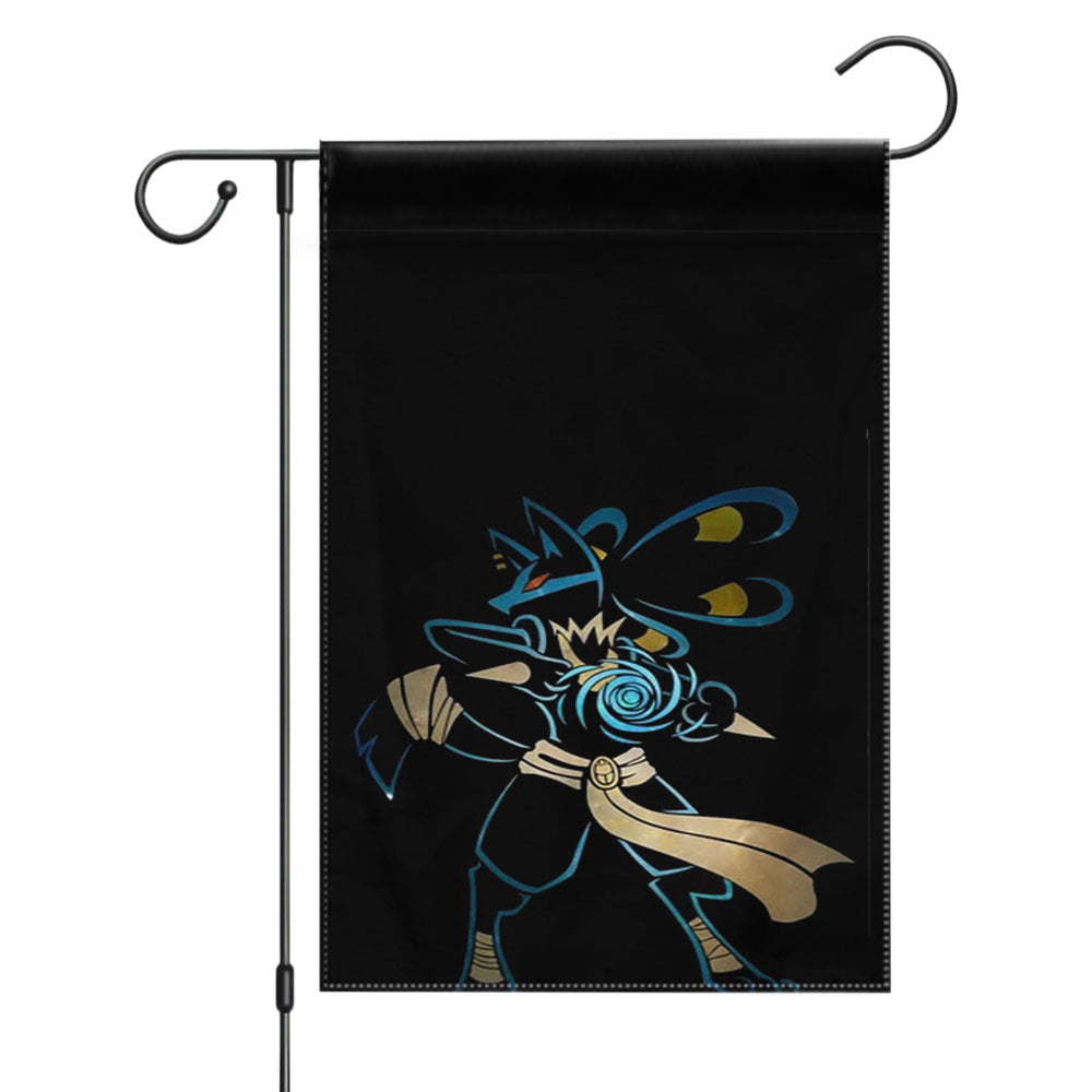 Pokemon Lucario Night Silhouette Garden Flags Yard Outdoor Lawn 12 X 18