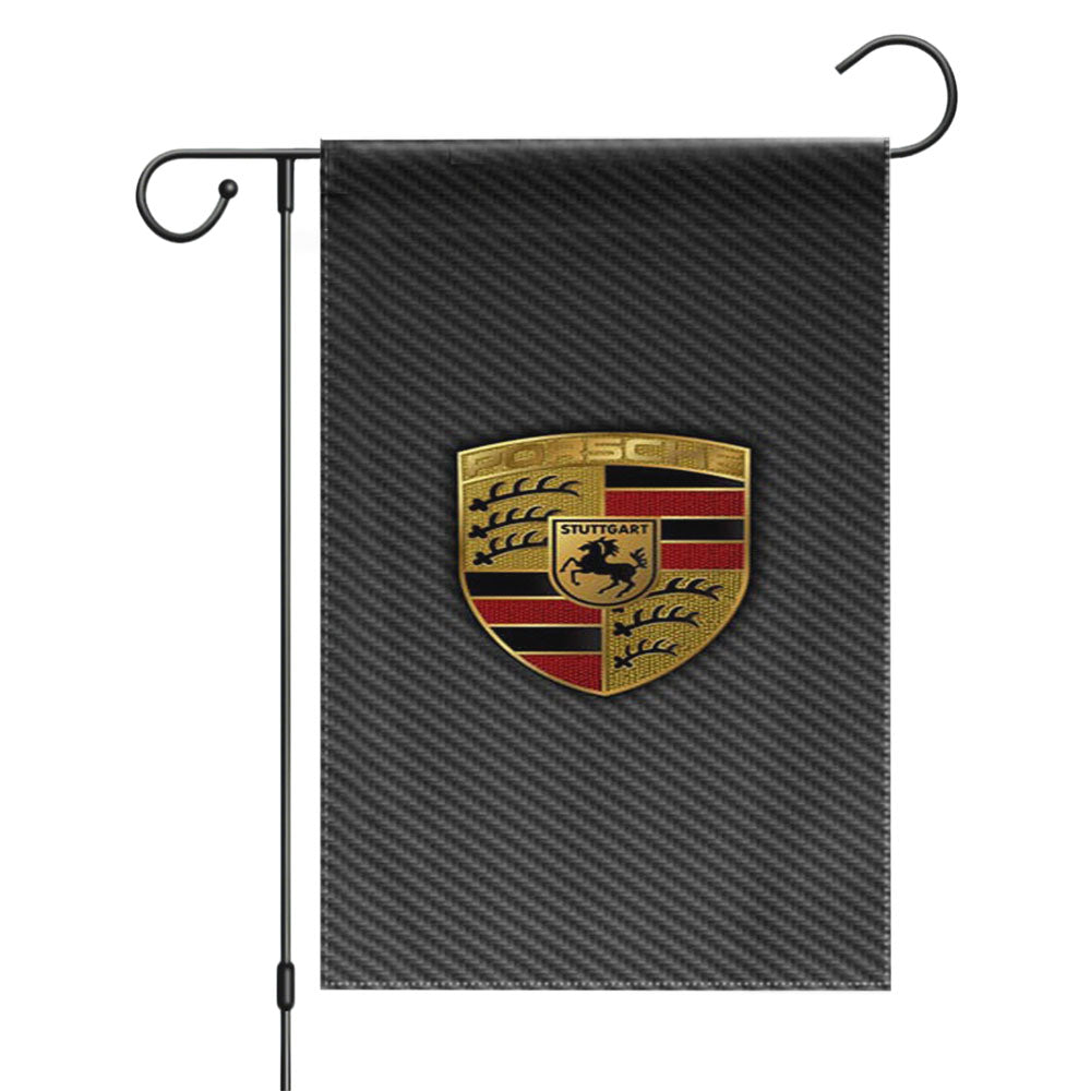 Porsche Badge Logo Garden Flags Yard Outdoor Lawn 12 X 18