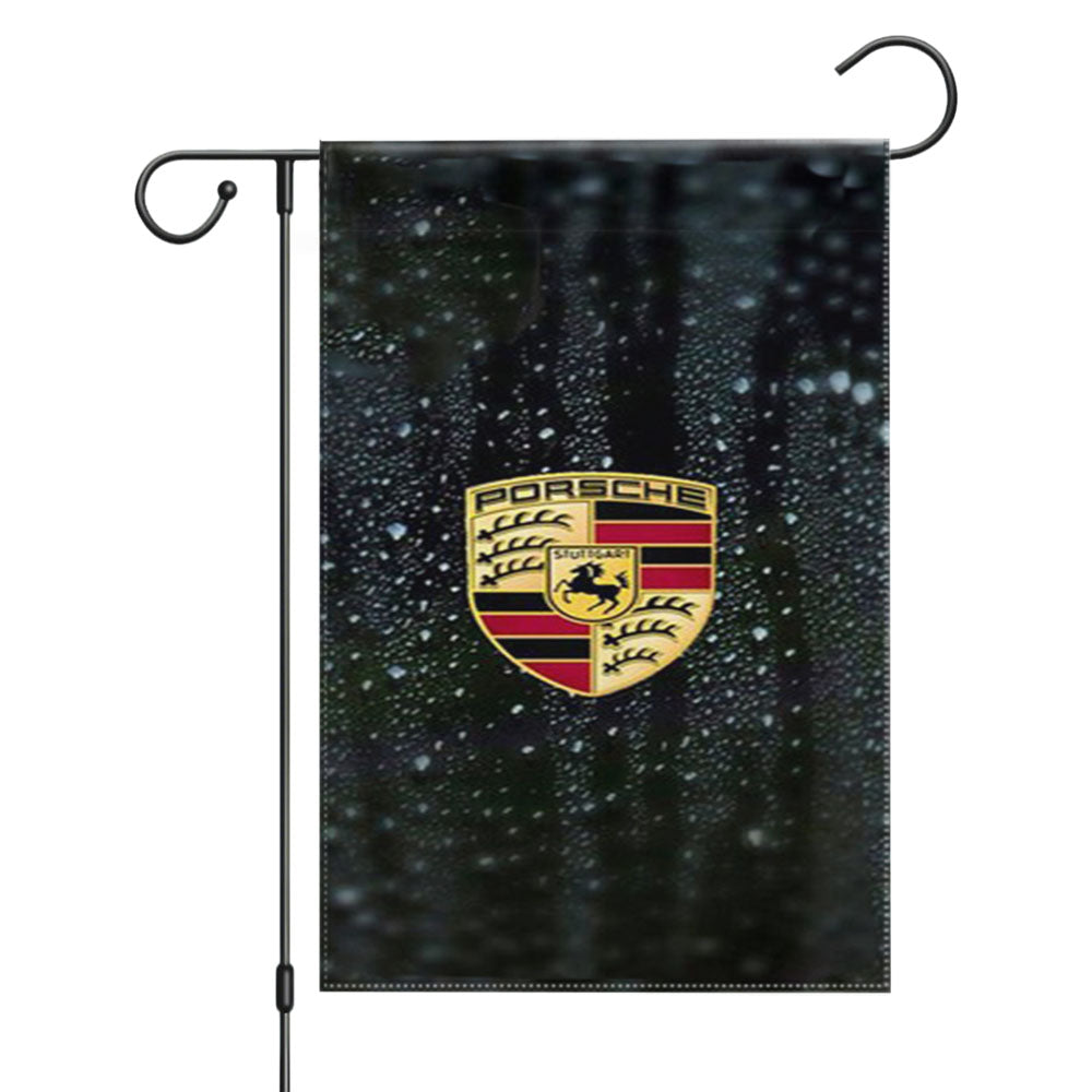 Porsche Logo Leather Garden Flags Yard Outdoor Lawn 12 X 18