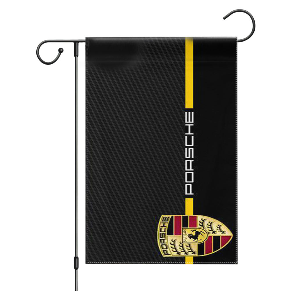 Porsche Stripe Carbon Garden Flags Yard Outdoor Lawn 12 X 18