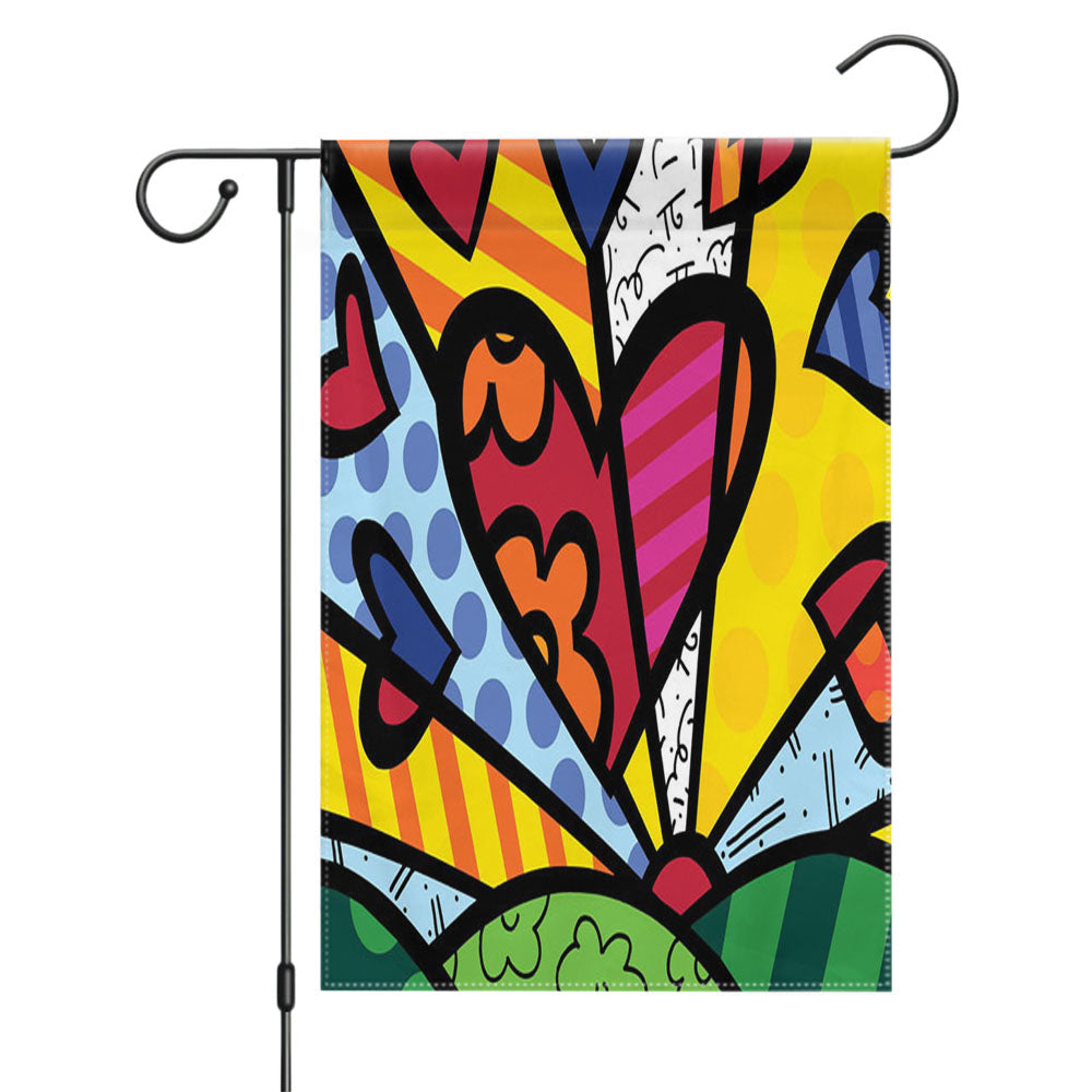 Romero Britto Pop Hearts Wallpaper Garden Flags Yard Outdoor Lawn 12 X 18