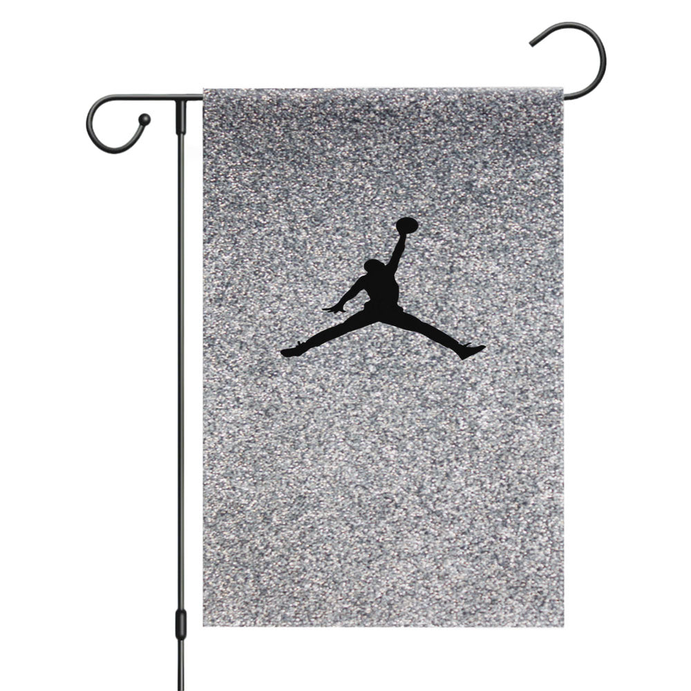 Silver Glitter Air Jordan Logo Garden Flags Yard Outdoor Lawn 12 X 18