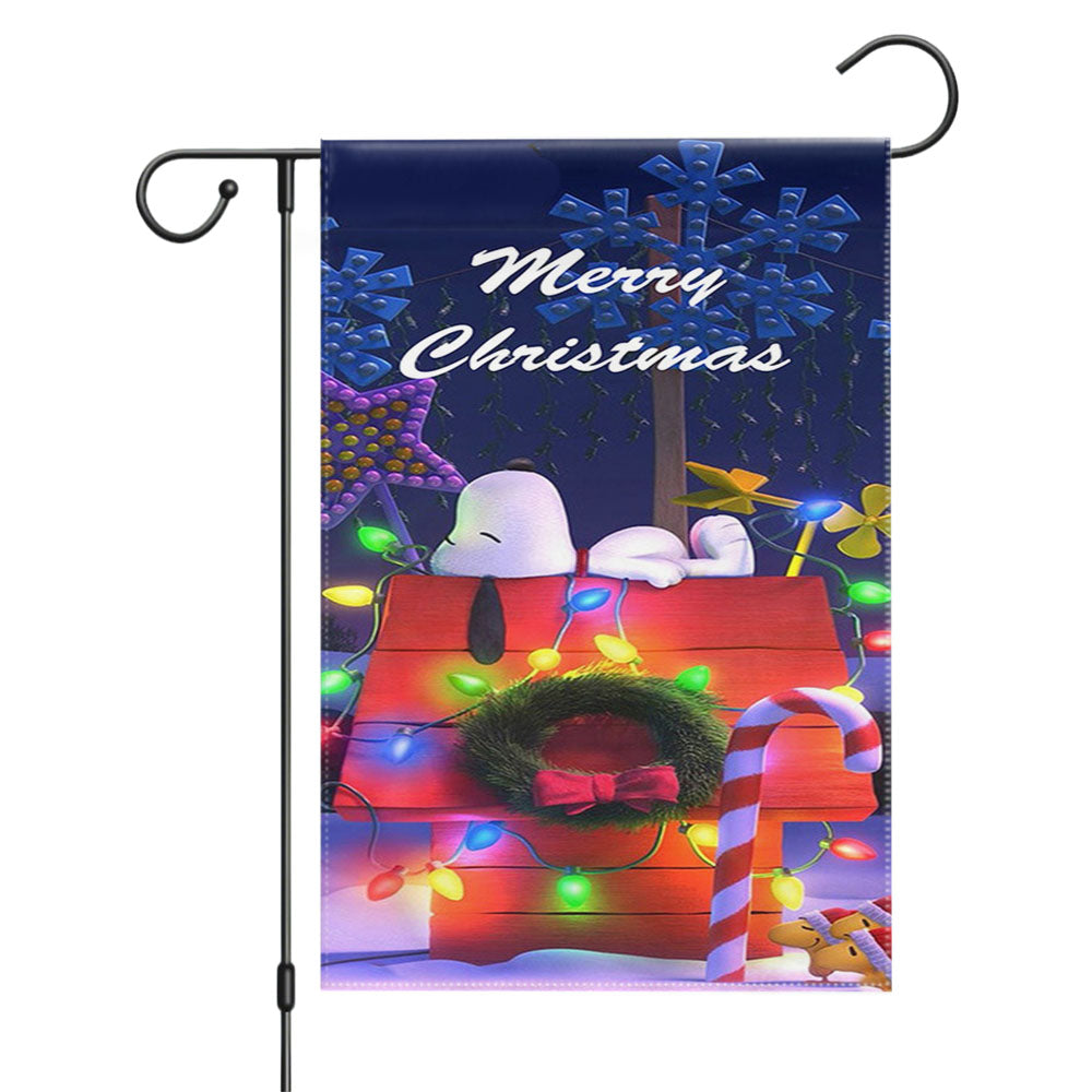 Snoopy Merry Christmas Garden Flags Yard Outdoor Lawn 12 X 18