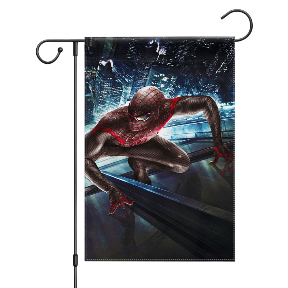 Spider Man Dark Red Garden Flags Yard Outdoor Lawn 12 X 18
