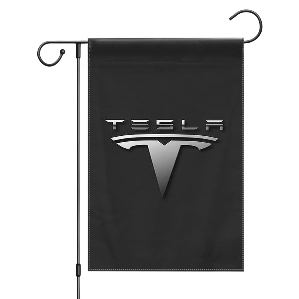 Tesla Car Logo Garden Flags Yard Outdoor Lawn 12 X 18