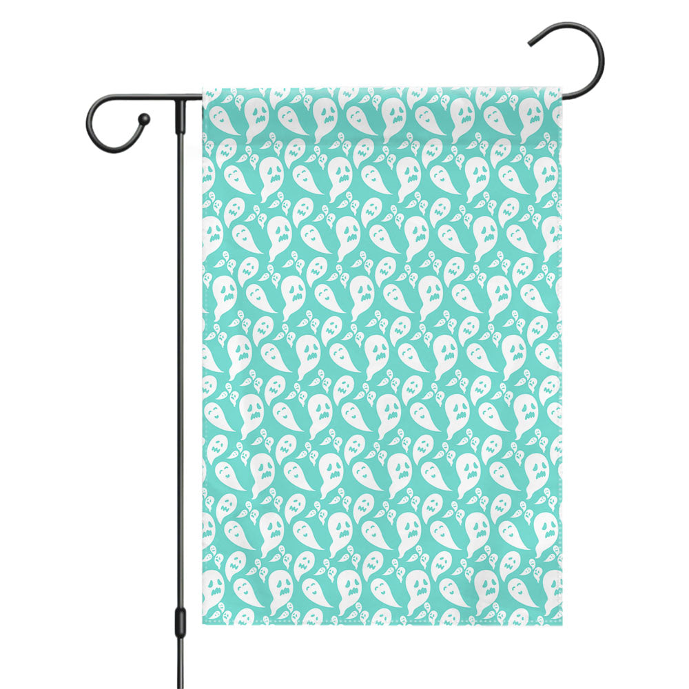 Turquoise Ghosts Pattern Halloween Garden Flags Yard Outdoor Lawn 12 X 18