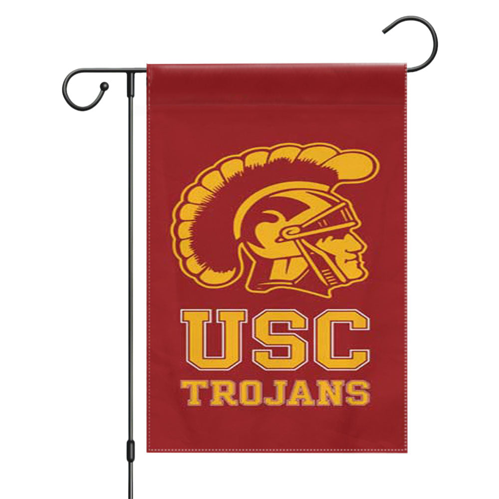 Usc Trojans Logo On Red Garden Flags Yard Outdoor Lawn 12 X 18