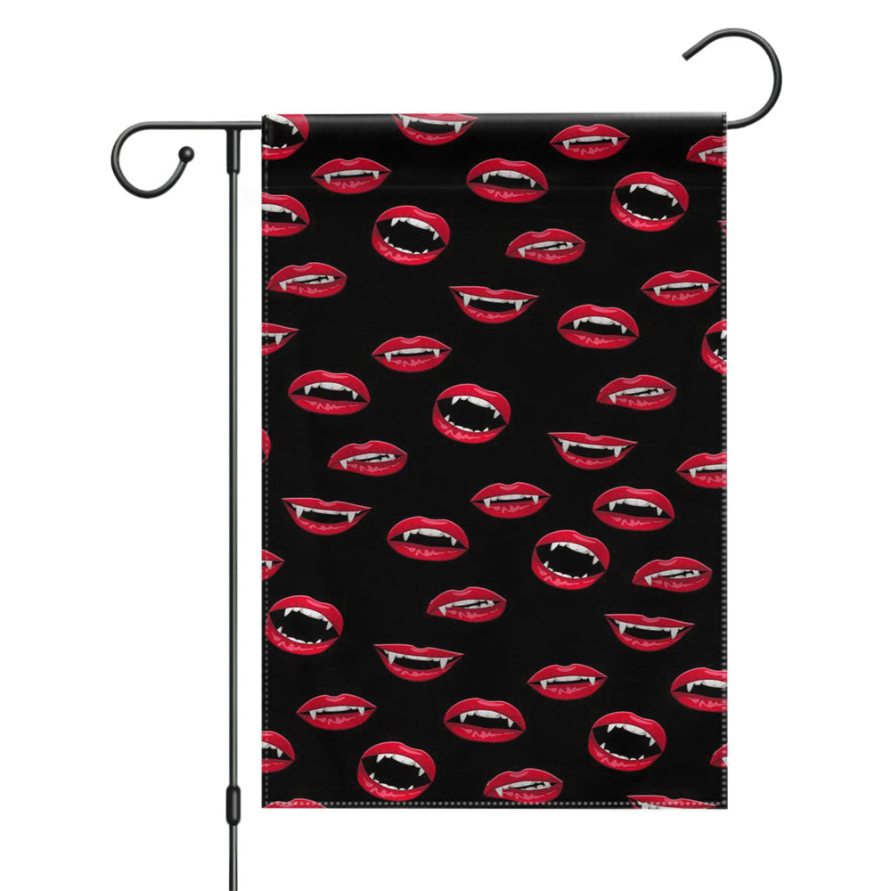 Vampire Lips Pattern Halloween Style Garden Flags Yard Outdoor Lawn 12 X 18