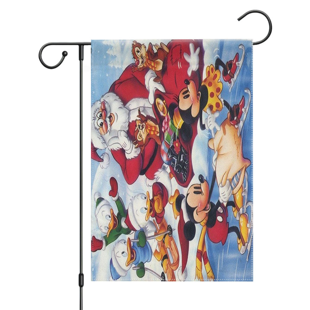 Walt Disney Christmas All Character Design Garden Flags Yard Outdoor Lawn 12 X 18