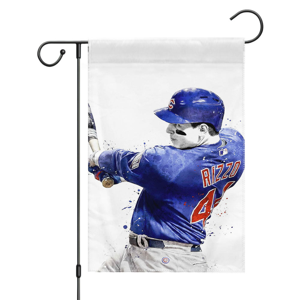 Watercolor Anthony Rizzo Chicago Cubs Baseball Garden Flags Yard Outdoor Lawn 12 X 18