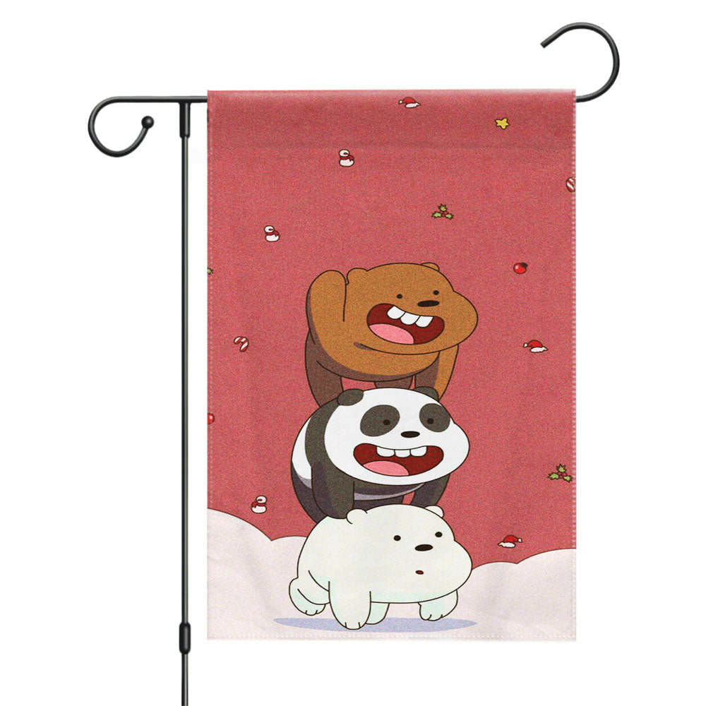 We Bare Bears Christmas Garden Flags Yard Outdoor Lawn 12 X 18