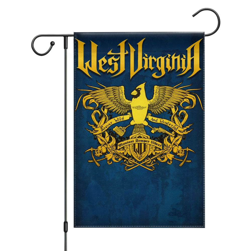 West Virginia Crest Blue Logo Garden Flags Yard Outdoor Lawn 12 X 18