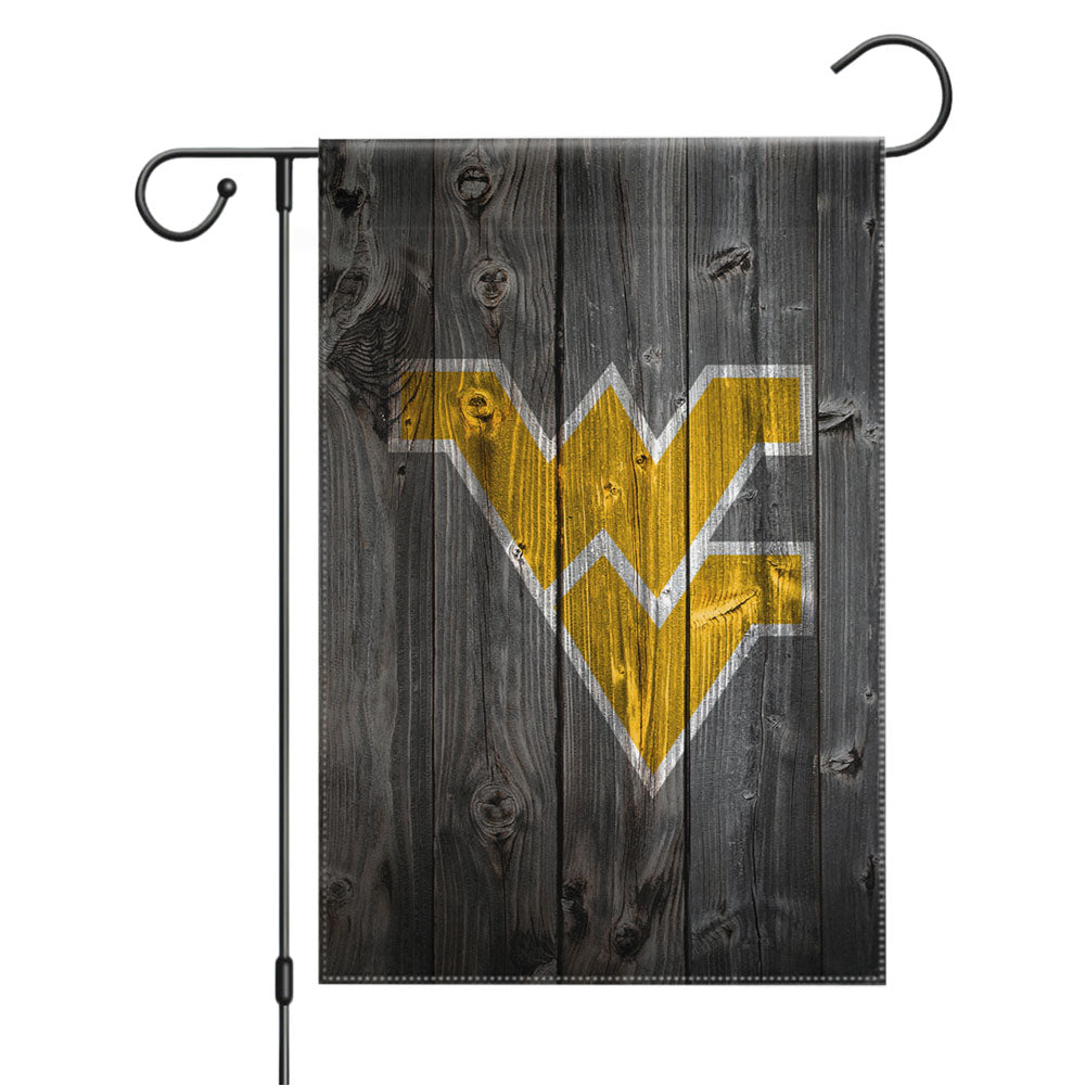 West Virginia Yellow Logo Dark Wood Wallpaper Garden Flags Yard Outdoor Lawn 12 X 18